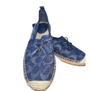 Coach Carson Blue Signature Denim Espadrilles, Size 8.5, NWOT